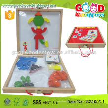 Exquisite Kindergarten Toys Hardwood Magnetic Puzzle Blocks w/ guide cards